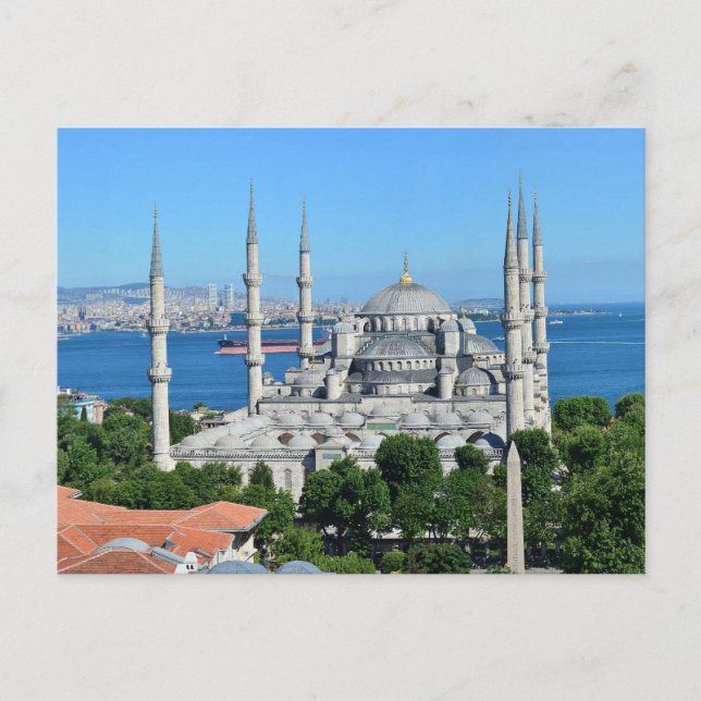 Carte Postale Istanbul Mosquée Bleue Nuit Décor Premium Voyage (Devant)