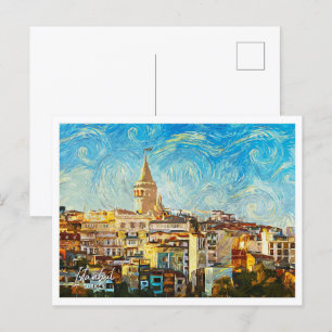 Carte Postale Istanbul Turquie magnifique Peinture Ville Paysage