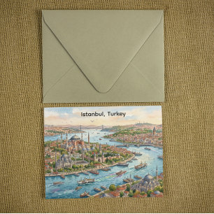 Carte Postale Istanbul Turquie Sainte-Sophie Aquarelle 