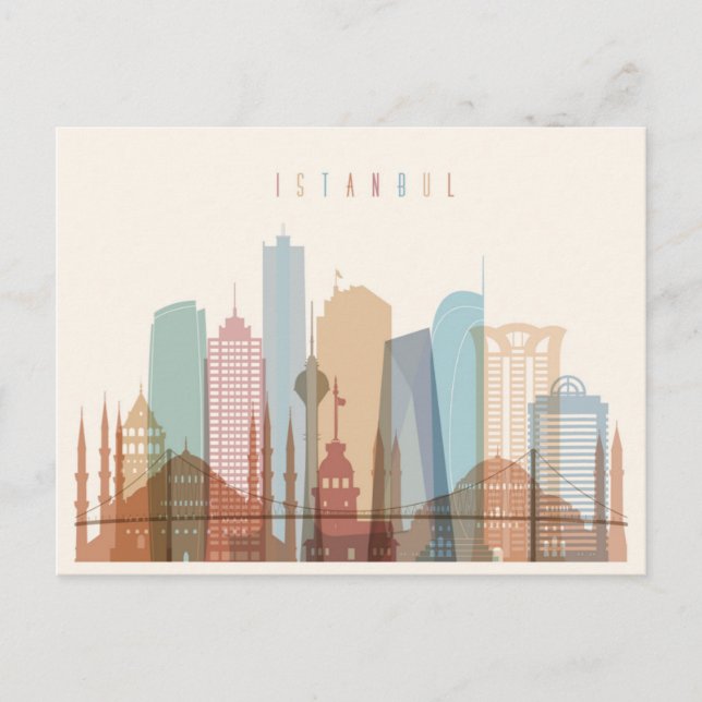 Carte Postale Istanbul, Turquie | Ville Skyline (Devant)