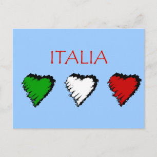Carte Postale Italia hearts flag of Italy Italian love