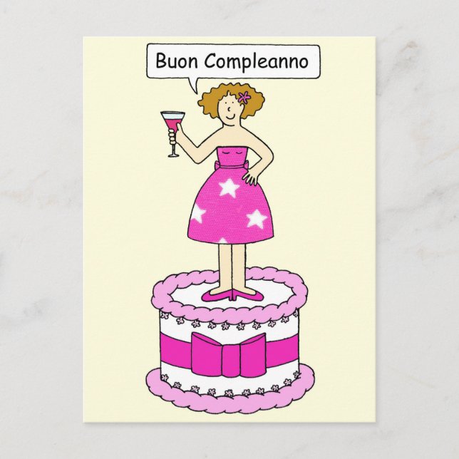 Carte Postale Italian Happy Birthday Bon Compleanno (Devant)