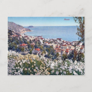 Carte Postale Italie, Alassio, Fleurs et vue mer