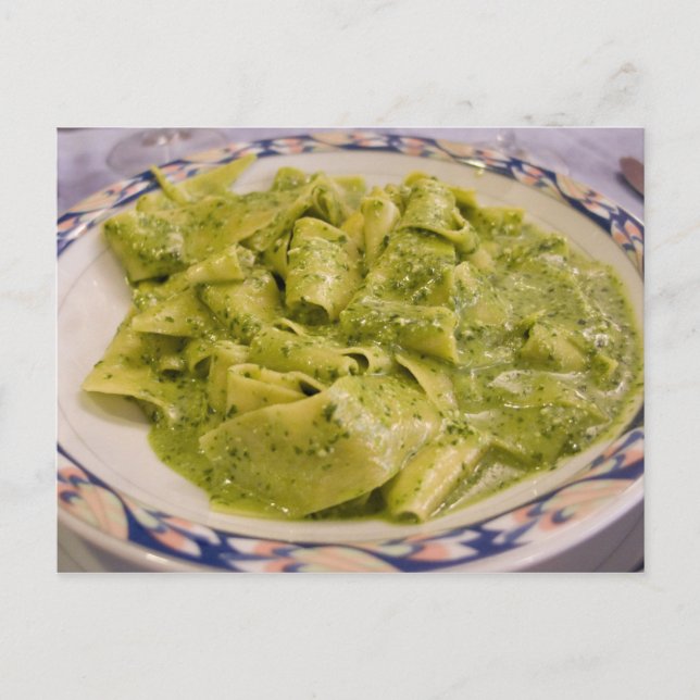 Carte Postale Italie, Camogli. Plaque de pâtes au pesto (Devant)