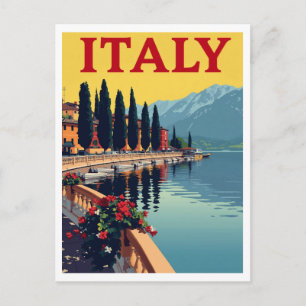 Carte Postale ITALIE Cyprès avec vue sur le lac