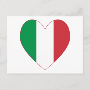 Carte Postale Italie Drapeau Coeur Bordure rouge