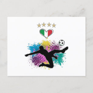Carte Postale Italie Football Fan Chemise Drapeau de football