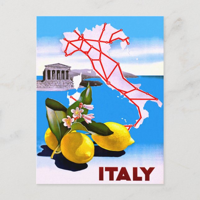 Carte Postale Italie Lemon Roman Temple Flower (Devant)