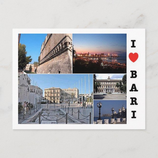 Carte Postale Italie - Pouilles - Bari - I Love - (Devant)