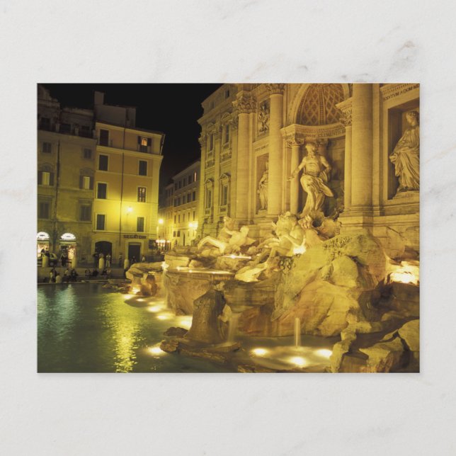 Carte Postale Italie, Rome. Fontaine de Trevi la nuit. (Devant)