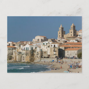 Carte Postale Italie, Sicile, Cefalu, vue de la ville avec le Du