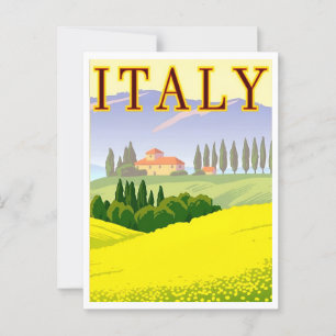 Carte Postale Italie Spring Fields Retro Inspiré