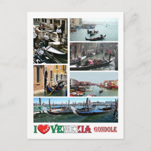 Carte Postale Italie - Venise - Gondolas - I Love -