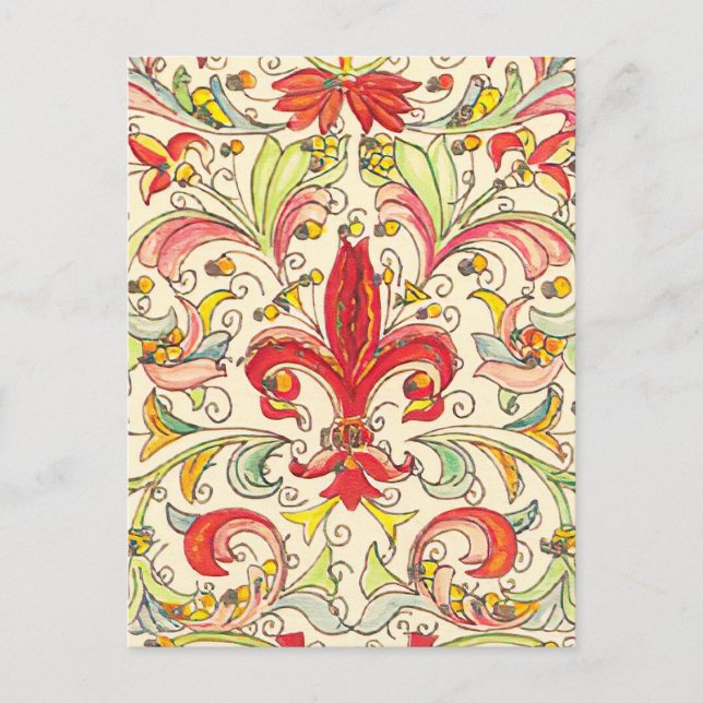 Carte Postale Italien Florentine Fleur de Lis Motif (Devant)