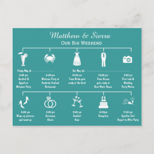 Carte Postale Itinéraire du calendrier de fin de semaine mariage