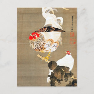 Carte Postale Ito Jakuchu Hen et coq avec Grapevine