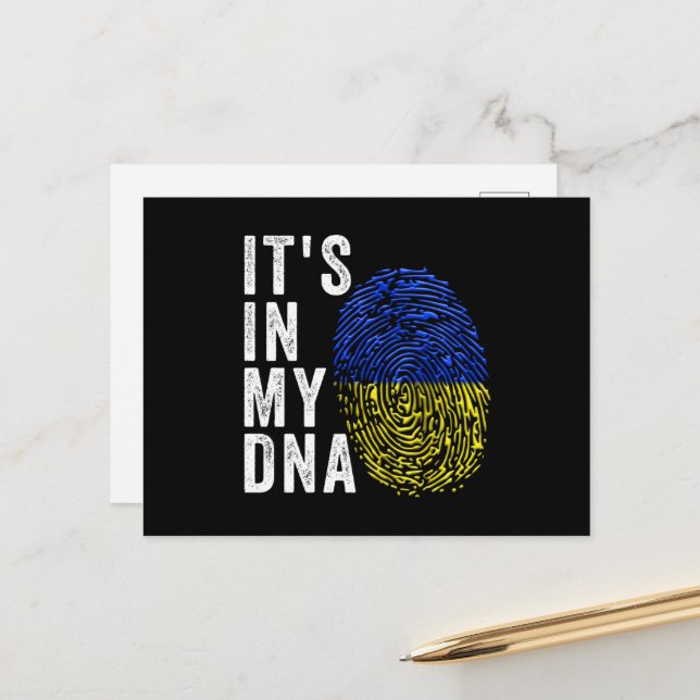 Carte Postale Its In My DNA Ukrainian Flag Ukraine (Devant/Arrière en situation)