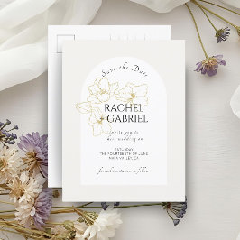 Carte Postale Ivoire | Boho Arch Gold Floral Mariage
