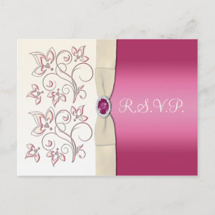 Carte postale ivoire et rose Floral R.S.V.P.