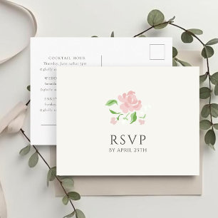 Carte Postale Ivory & White Réponse RSVP de mariage chic