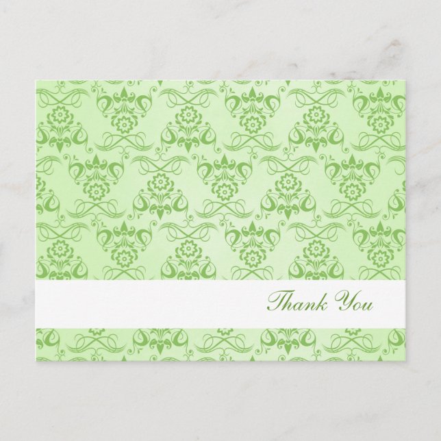 Carte Postale Ivy Green Damask "Merci" (Devant)