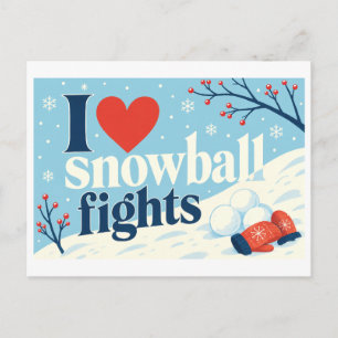 Carte Postale "J'[Aime] Batailles de Boules de Neige"