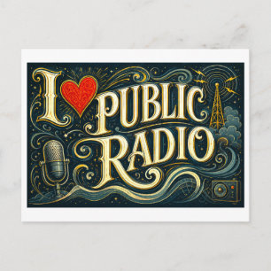 Carte Postale J'[aime] la radio publique