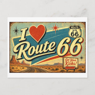 Carte Postale "J [aime] la route 66"