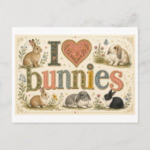 Carte Postale "J'[Cœur] Lapins"
