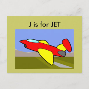 Carte Postale "J" est pour Jet Alphabet Flashcard