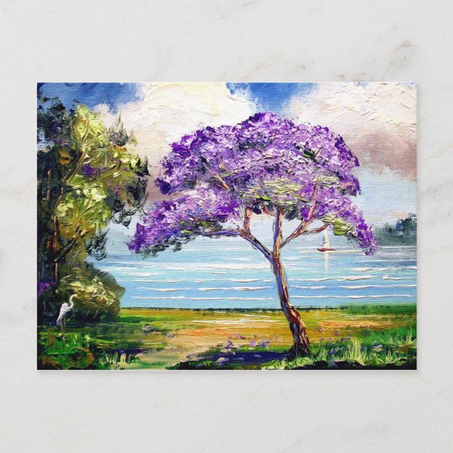 Carte Postale Jacaranda Arbre Tropical Art (Devant)