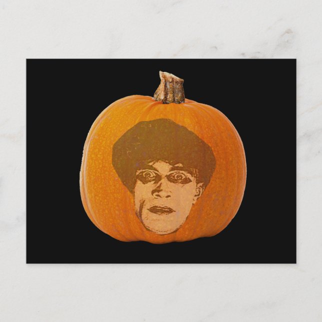 Carte Postale Jack o' Lantern Caligari Face, Citrouille d'Hallow (Devant)