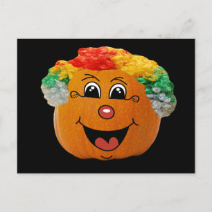 Carte Postale Jack o' Lantern Clown Face, Citrouille d'Halloween