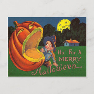 Carte Postale Jack-o'-lantern Homme Dans Le Petit Lune