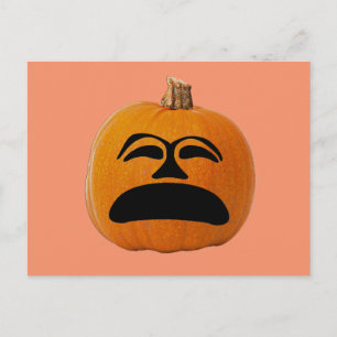 Carte Postale Jack o' Lantern Malheureux Face, Citrouille d'Hall