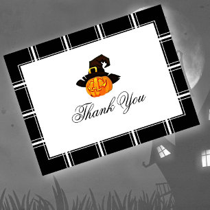 Carte Postale Jack O'Lantern Merci Halloween Noir