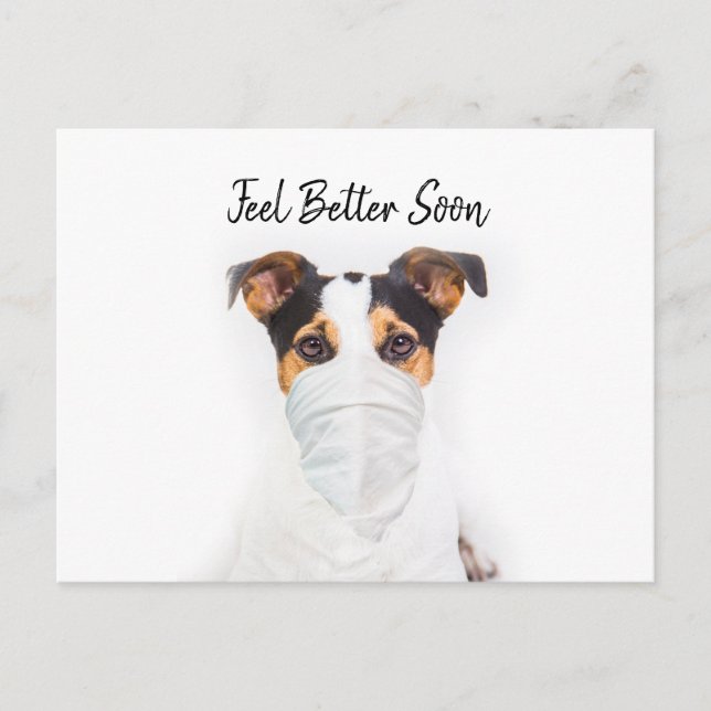 Carte Postale Jack Russell en bandana masque rétabli (Devant)