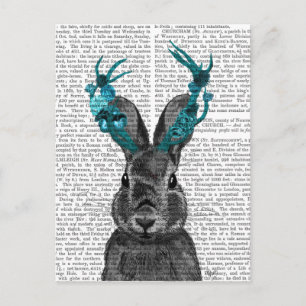 Carte Postale Jackalope avec Antlers Turquoise