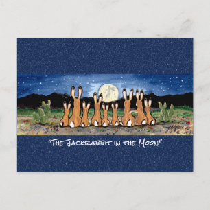Carte Postale Jacklapin dans la lune Whimsical Watercolor Art P