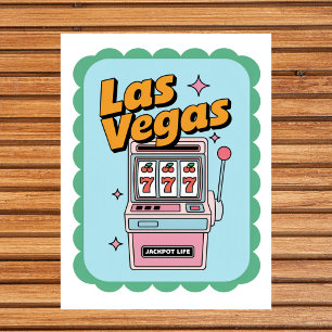 Carte Postale Jackpot de machine à sous Vintage Las Vegas Nevada