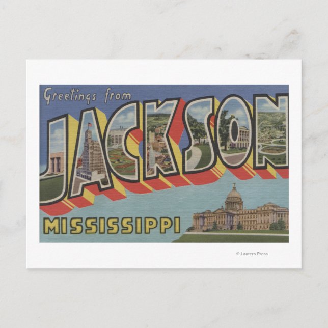 Carte Postale Jackson, Mississippi - Scènes de grandes lettres (Devant)