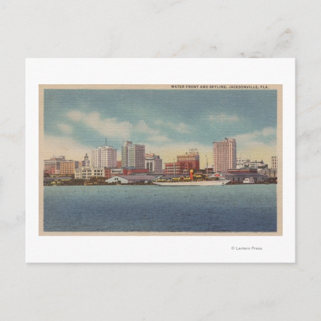 Carte Postale Jacksonville, FL - Vue de l'eau avant et Skyline (Devant)