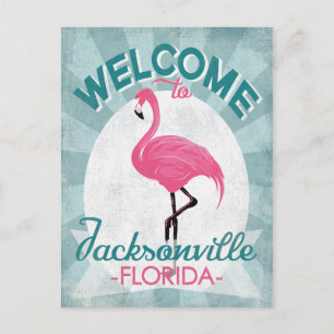 Carte Postale Jacksonville Florida Flamant rose rose Retro