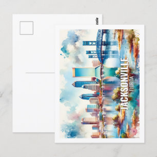 Carte Postale Jacksonville Floride Famous Travel aquarelle