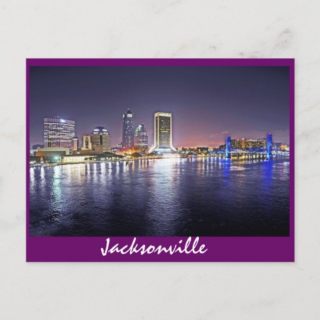 Carte Postale Jacksonville, Floride la nuit (Devant)