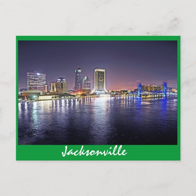 Carte Postale Jacksonville, Floride la nuit (Devant)