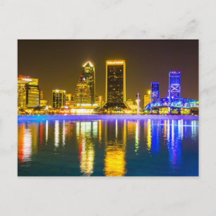 Carte Postale Jacksonville Floride skyline le long de la rivière