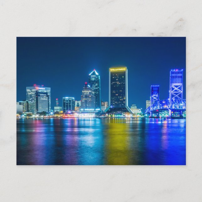 Carte Postale Jacksonville Floride Skyline le long de la rivière (Devant)