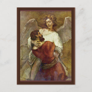 Carte Postale Jacob Luttant Avec L'Ange Par Rembrandt