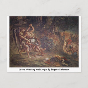 Carte Postale Jacob Lutte Avec Angel Par Eugene Delacroix